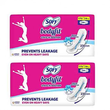 Sofy Bodyfit 230mm Regular 18 Pads (Pack Of 2) 