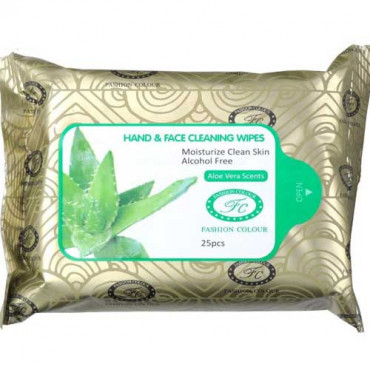 Fashion Colour Hand & Facial Wipes 25Pcs (Aloe Vera)