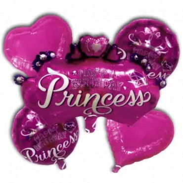 Happy Birthday Princess 5Pcs Foil Balloon