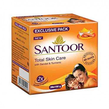 Santoor Total Skin Care Sandal & Turmeric Soap 150g x 3N