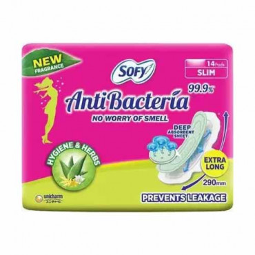 Sofy Anti Bacteria 290mm Extra Long 14 Pads Slim