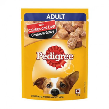 Pedigree Adult Chicken & Liver Chunks in Cravy 70g