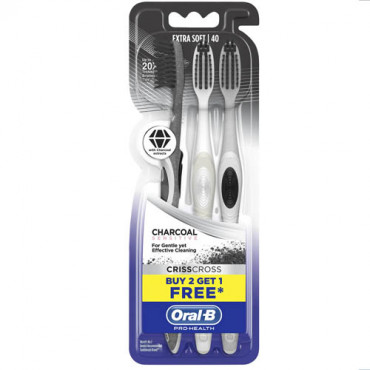 Oral B Charcol Sensitive Extra Soft Toothbrush (Bu 2 Get 1 FREE)